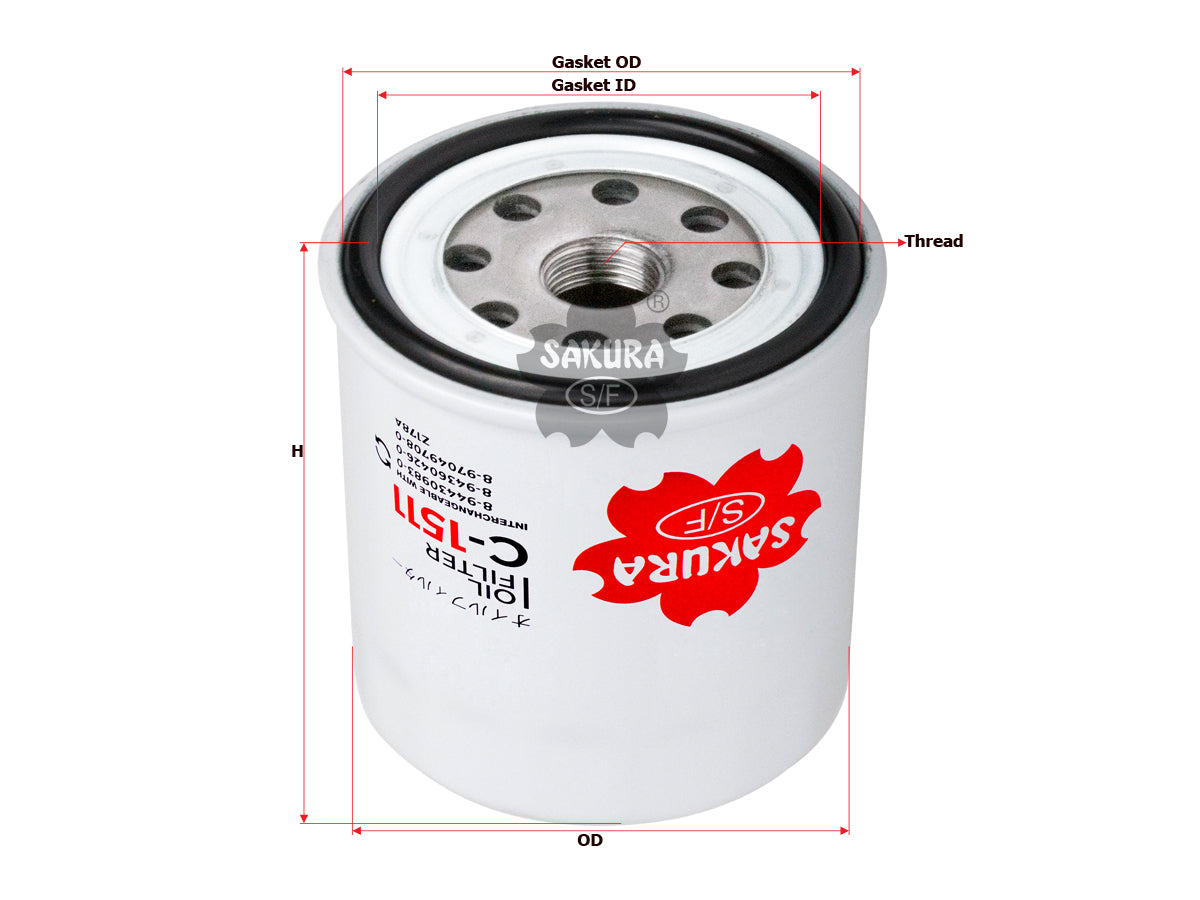 SAKURA,, Oil Filter (Spin-On), 481H-1012010, C-1511, HITACHI