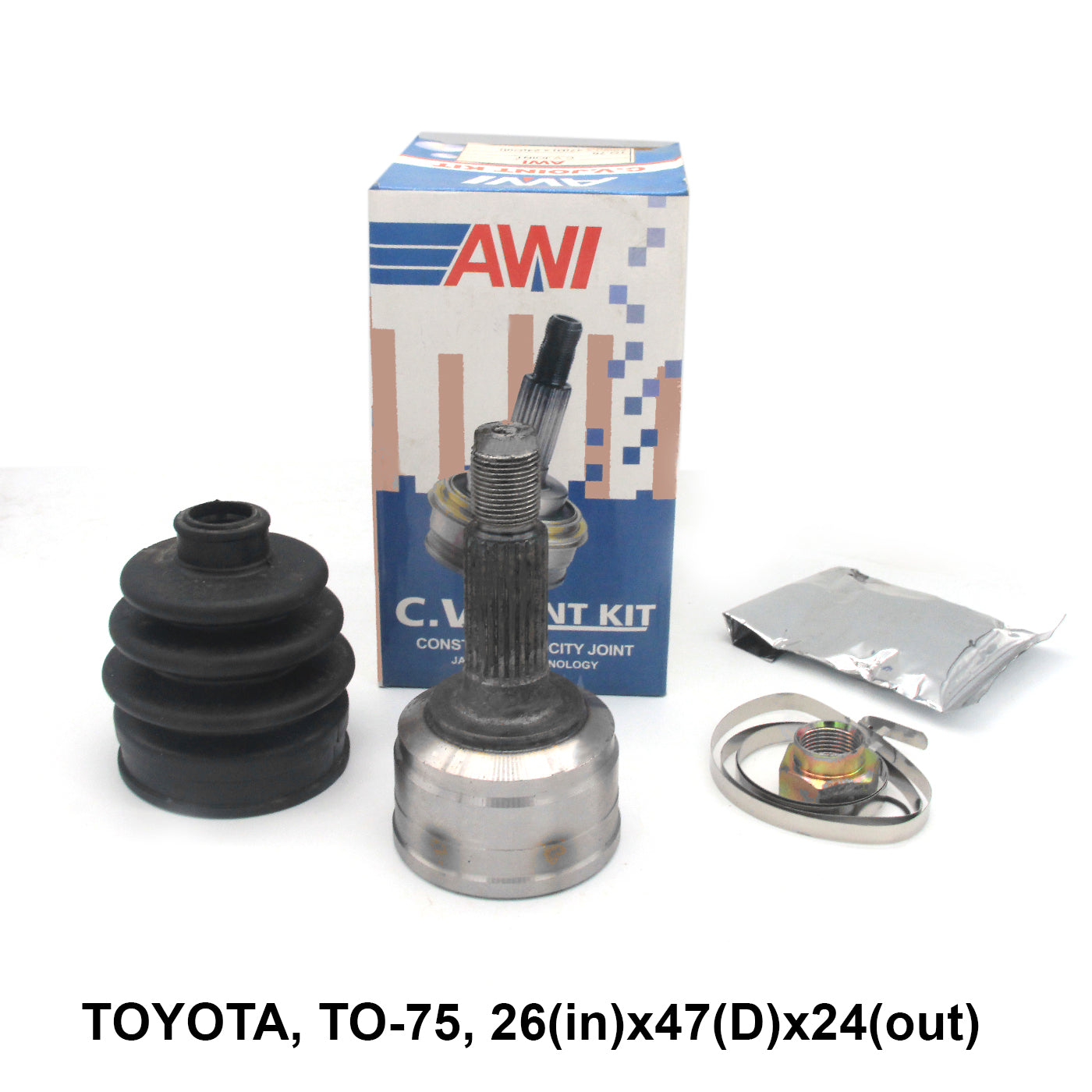 CV Joint, AWI, 43410-B1010, TO-75, 26(in)x47(D)x24(out) (007603) -Win Store