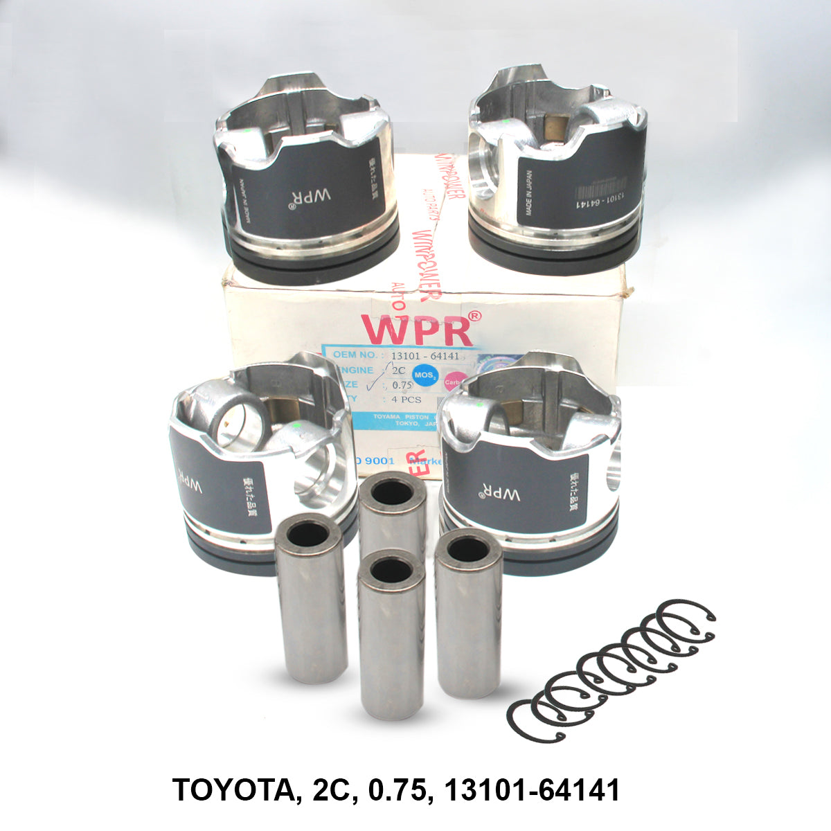 WPR Piston w/ Pin 0.75 Oversize for Toyota 2C, OEM 13101-64141
