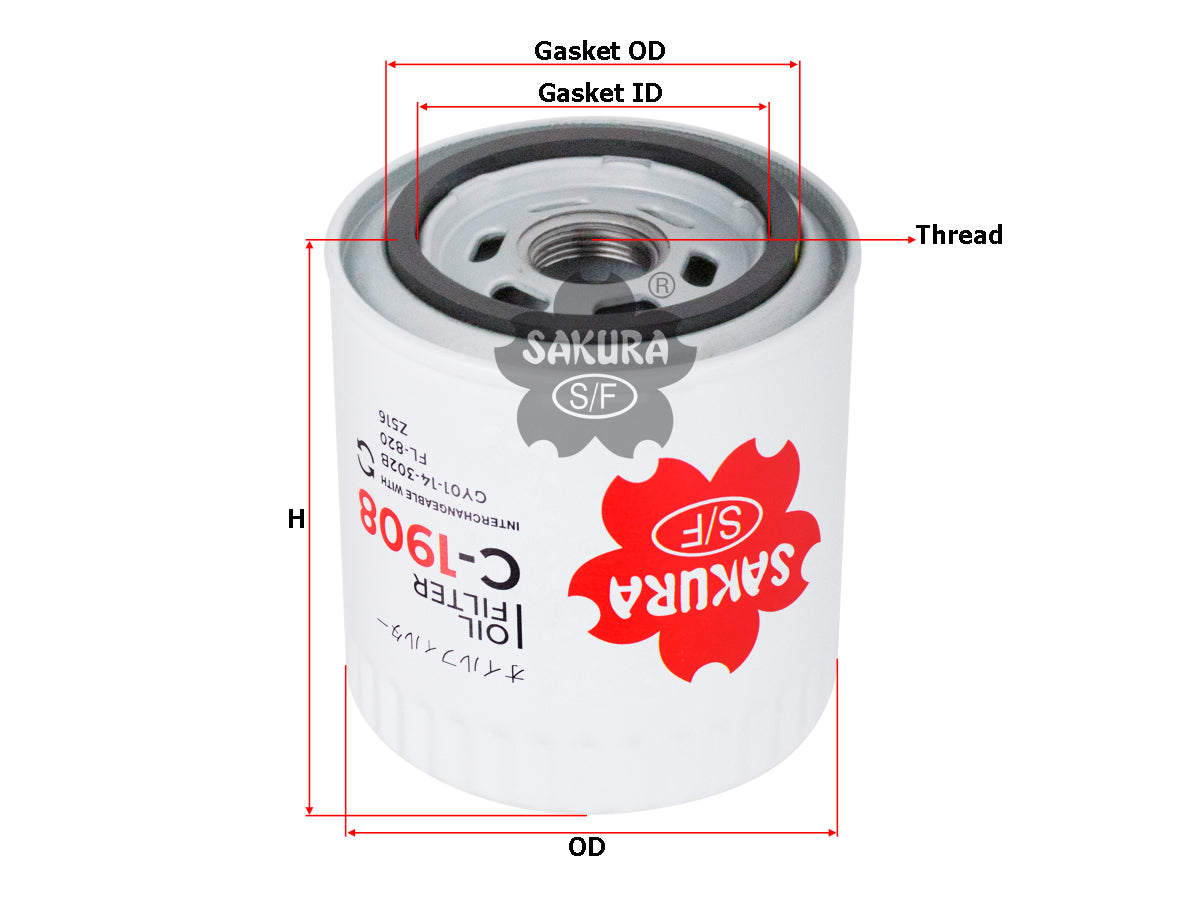 SAKURA,, Oil Filter (Spin-On), F1AZ-6731-BD, C-1908, FORD