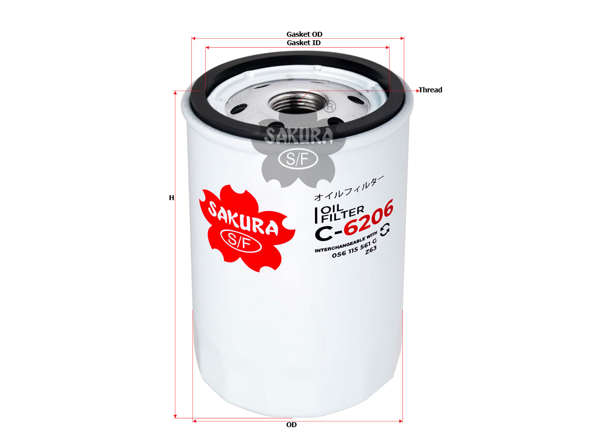 SAKURA,, Oil Filter (Spin-On), 034 115 561 A, C-6206, VOLKSWAGEN