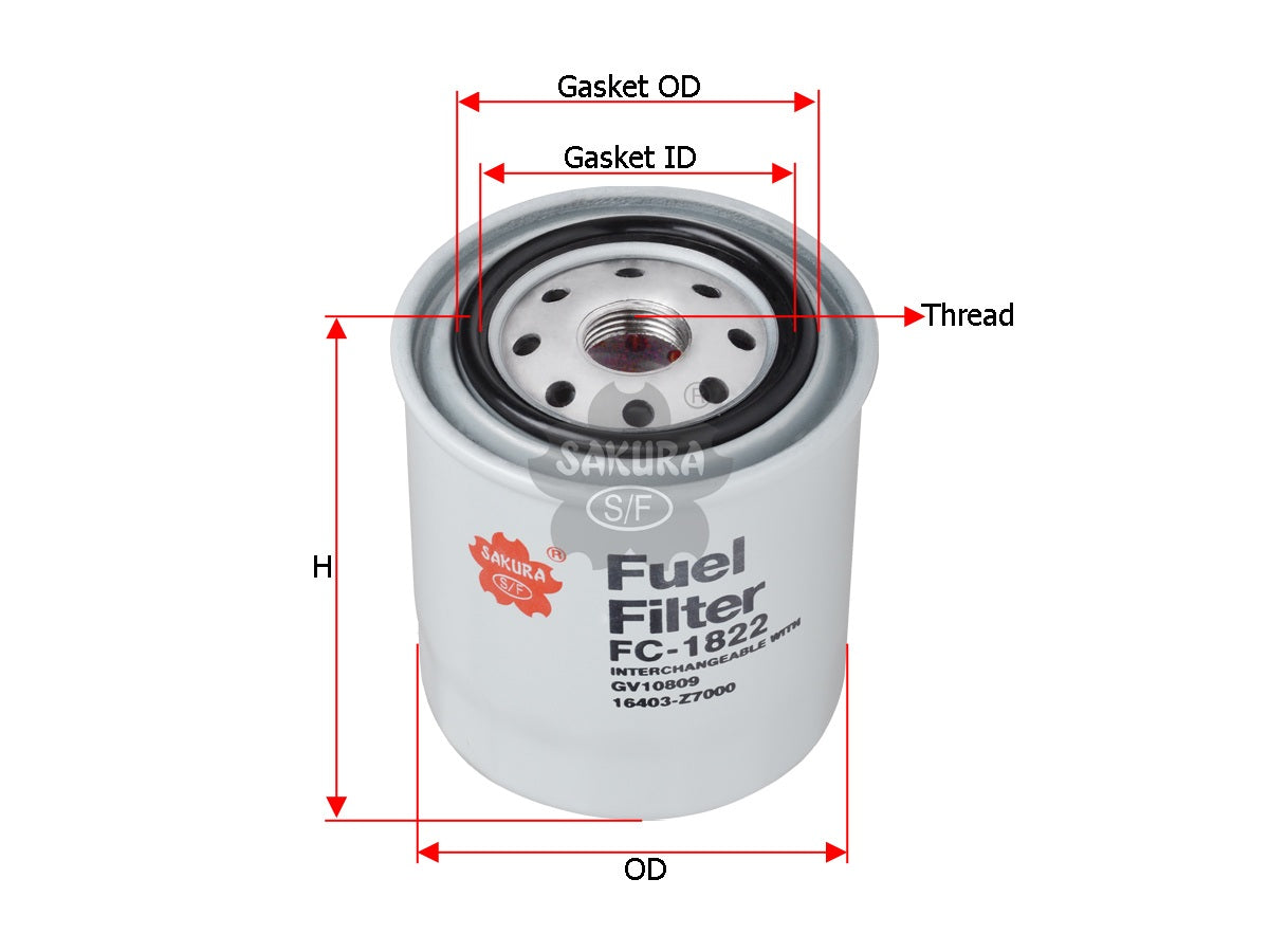 SAKURA,, Fuel Filter (Spin-On), GV10809, FC-1822, NISSAN