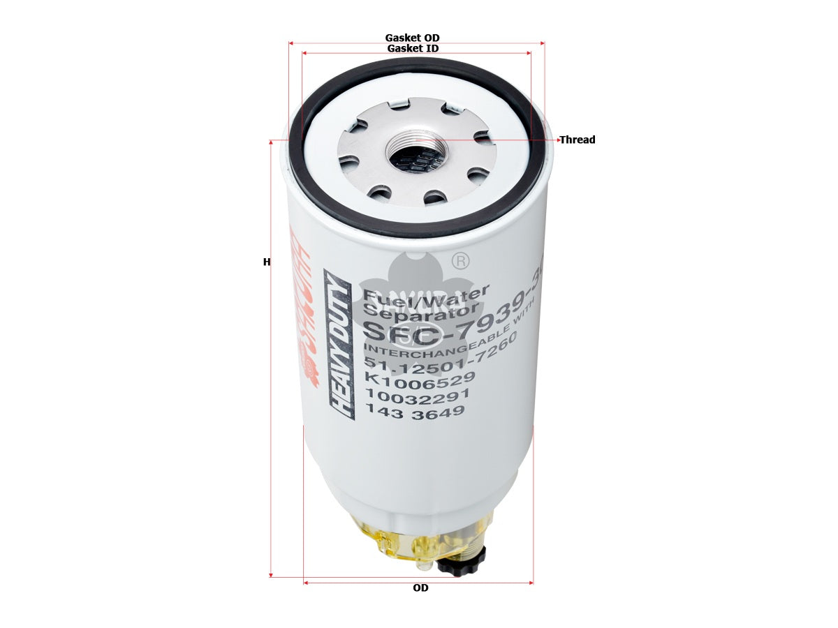 Fuel/Water Separator (Spin-On), SAKURA, 60033346, SFC-7939-30B, DOOSAN (123670)