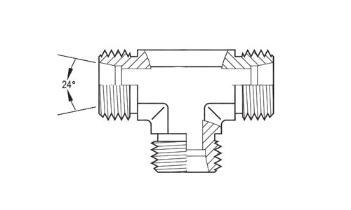 SS-5080L-15-12-12 | 15 mm tube (M22x1.5 thread) X 12 mm tube (M18x1.5 thread) X 12 mm tube (M18x1.5 thread) DIN Union Tee (097710)